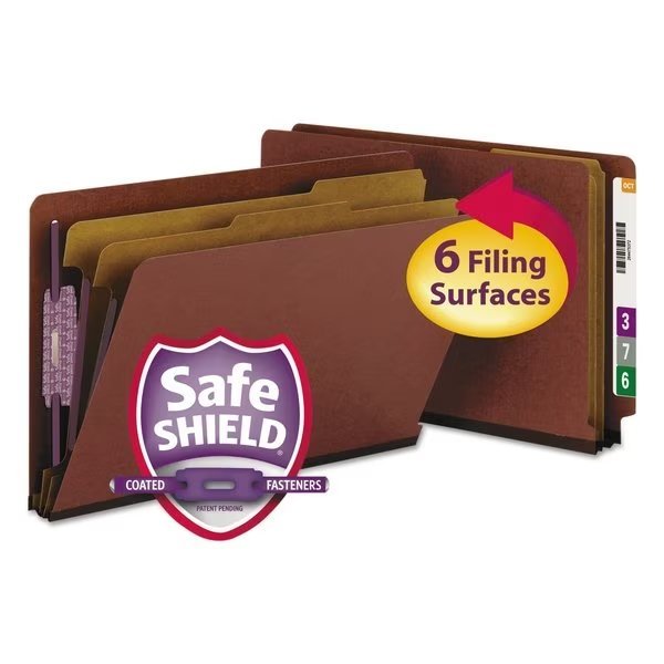 File Folder End Tab, Red, PK10, SMEAD, Mfr# 29860
